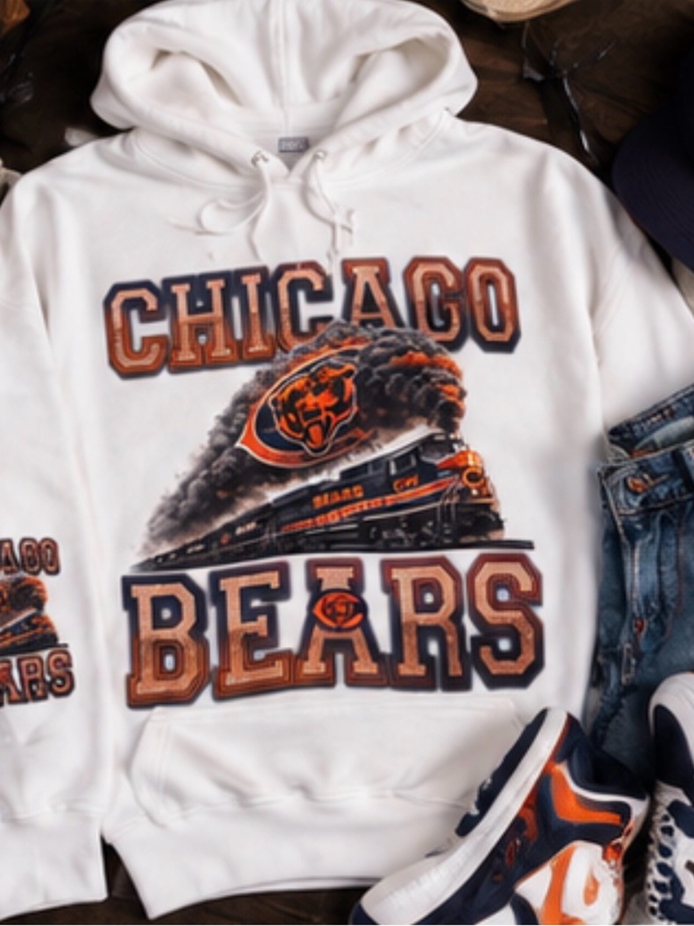 Chicago Bears cream Graphic Hoodie